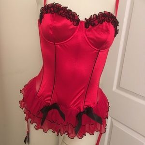 New Red Corset with panties , size 34